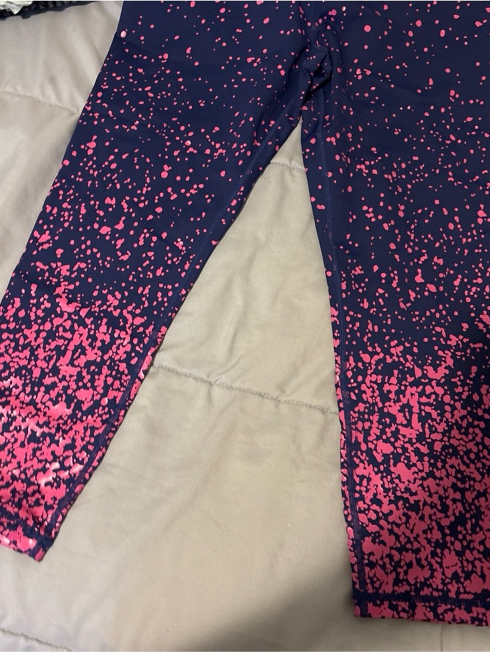 ZYIA Navy Leggings with Bright Pink Splatter - Picture 3 of 3